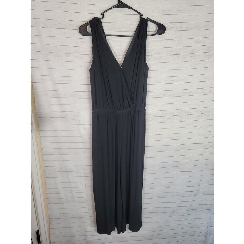 MADEWELL WIDE LEG DEEP V-NECK JUMPSUIT IN BLACK, SZ SMALL